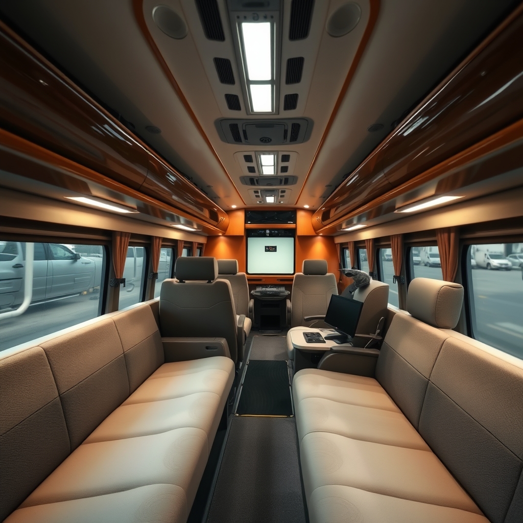Interior sleeper bus Adiputro Dream Coach dengan pencahayaan lembut