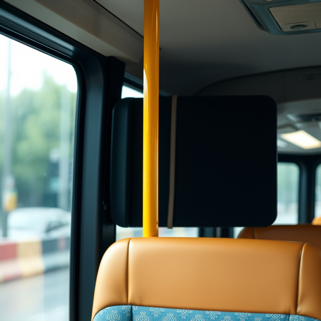 Close-up interior glass panel bus